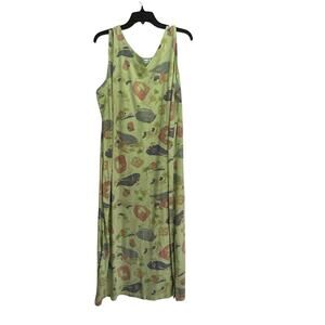 Fresh Produce Women's Green 100% Cotton Whimsical Sea Life Midi Dress Size 2X